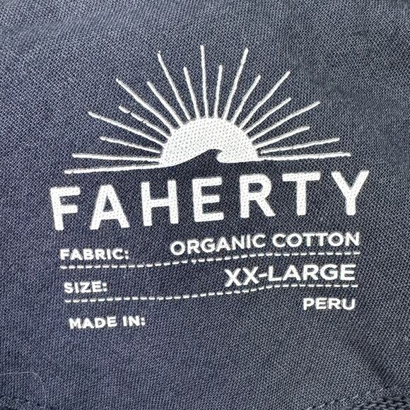 Faherty Sunwashed Slub Hoodie Shirt in Blue Nights Organic Cotton Men's Size XXL - Picture 6 of 12